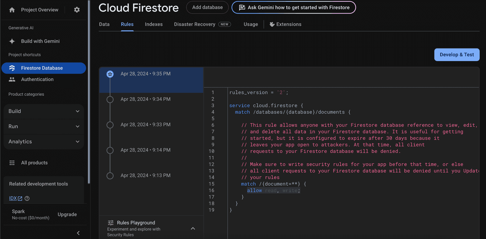 Firestore Databse rules