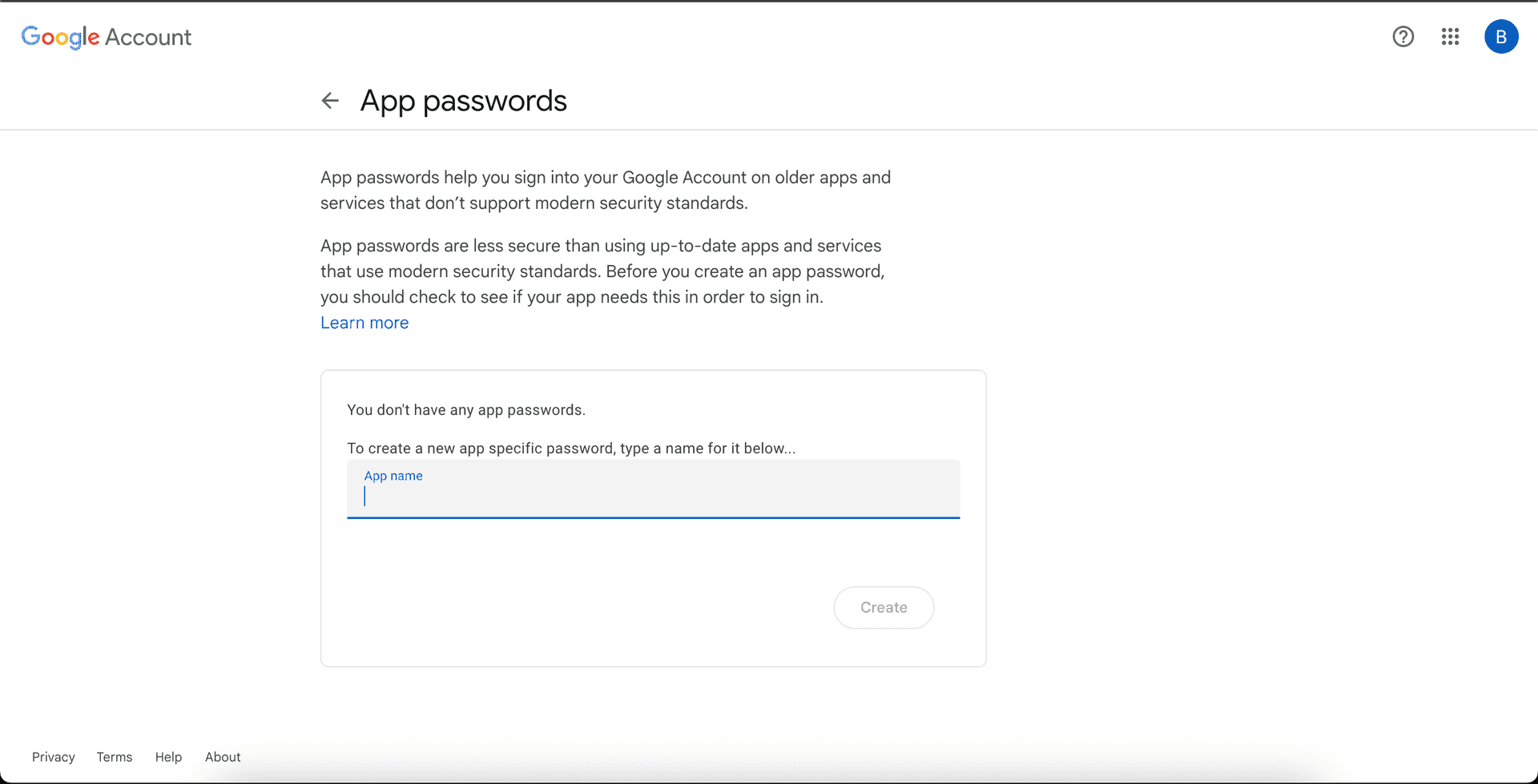 Google App Password